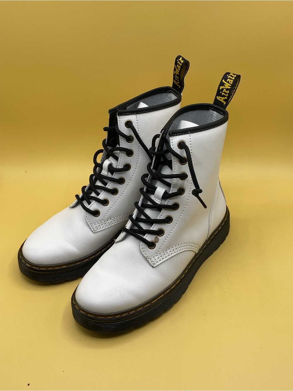 Dr. Martens White and Black Lace-Up Ankle Boots - Picture 2 of 4